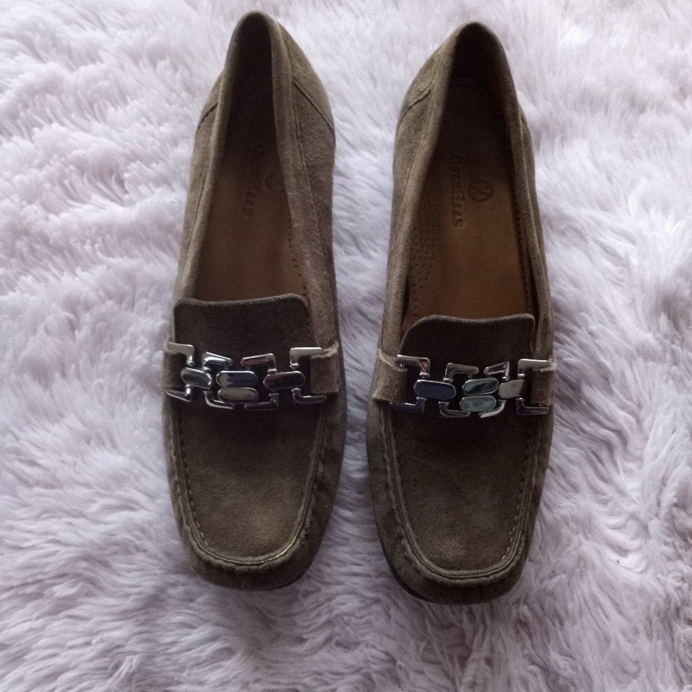 Cole Haan Green Suede Slip On Loafers